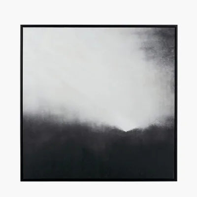 Monochrome Abstract Square Canvas with Black Frame