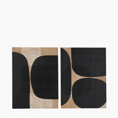 S 2 Black and Natural Wooden Textured Design Wall Art