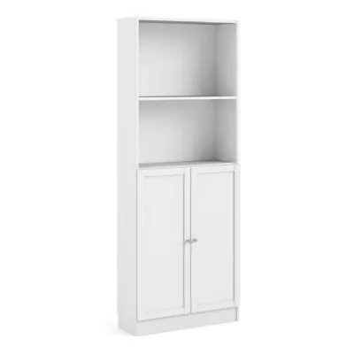 Basic Tall Wide Combination Storage in White (4 Shelves) with 2 White Doors