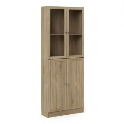Basic Tall Wide (4 Shelves) 4 Door Combination Unit in Oak