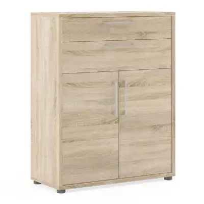 Bookcase 2 Shelves With 2 Drawers and 2 Doors in Oak