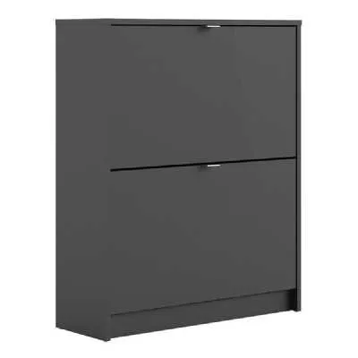 Matt Black Hall Wall Shoes Cabinet 2 Tilting Drop Down Doors 2 Layers