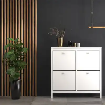 White 4 Compartment Shoe Storage Cabinet