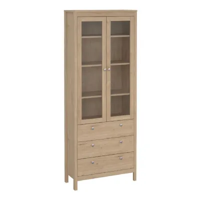 Madrid China Cabinet 2 Doors with Glass + 3 Drawers in Jackson Hickory Oak