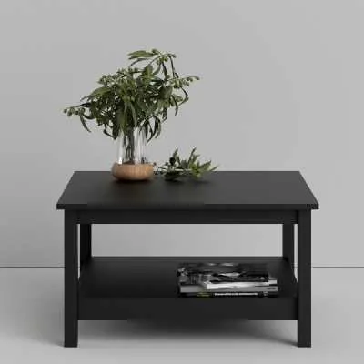 Modern Low Matt Black Open Shelf Coffee Table
