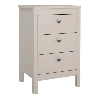Madrid Bedside Table 3 Drawers in Cashmere