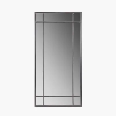 Large Rustic Bronze Metal Framed Rectangular Floor Mirror