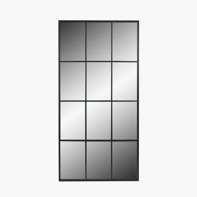 Large Dark Grey Metal Floor Standing Window Mirror
