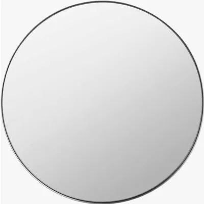 Brushed Silver Metal Slim Frame Round Wall Mirror Large