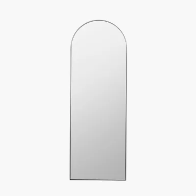 Brushed Silver Metal Slim Frame Arch Floor Mirror