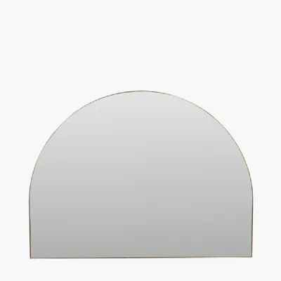 Brushed Gold Metal Slim Frame Wide Arch Wall Mirror