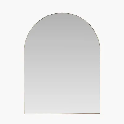 Brushed Gold Metal Slim Frame Tall Arch Wall Mirror