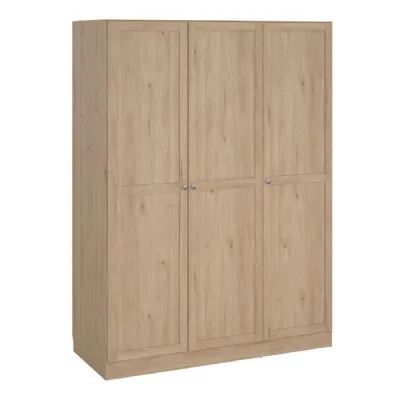 Brande Wardrobe with 3 Frame Doors in Jackson Hickory Oak