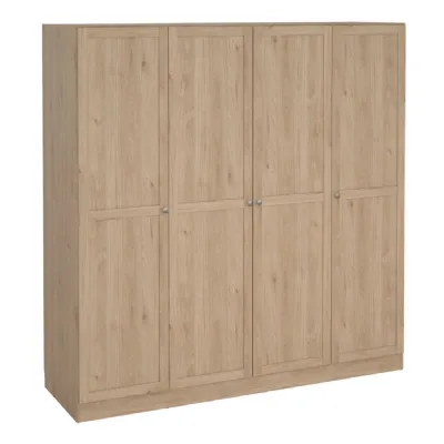 Brande Wardrobe with 4 Frame Doors in Jackson Hickory Oak