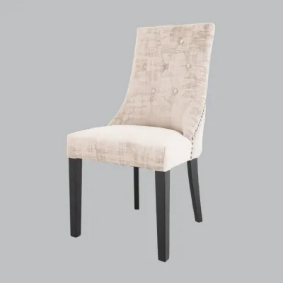 Mushroom Textured Velvet Dining Chair Buttoned Back
