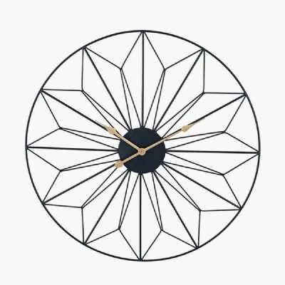 Black and Gold Metal Geo Design Round Wall Clock