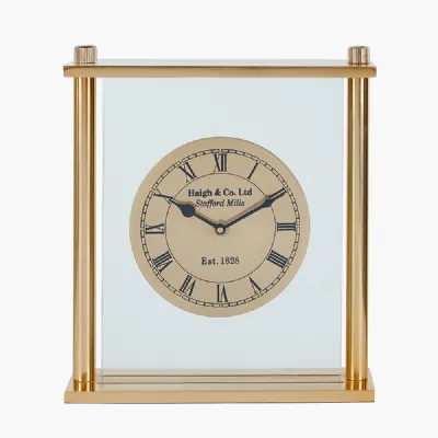 Gold Metal and Glass Floating Clock Face Square Table Clock