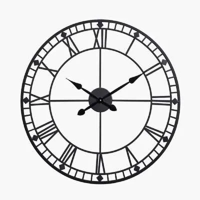 Black Metal Round Skeleton Wall Clock