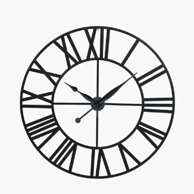 Black Metal Large Round Wall Clock