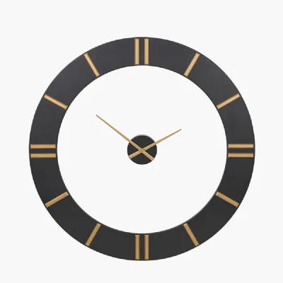 Black and Gold 2 Piece Open Wall Clock