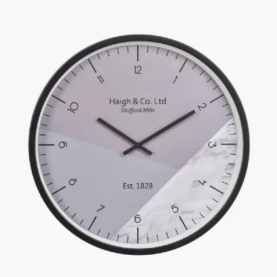 Black Metal Printed Face Wall Clock