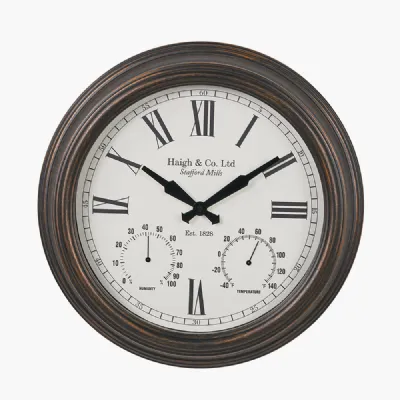 Antique Bronze Effect Indoor Outdoor Wall Clock