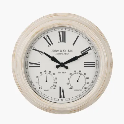 Antique Effect Gold Brushed Cream Indoor Outdoor Wall Clock