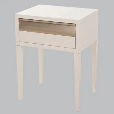 White Wood 1 Brass Finish Drawer Bedside Table