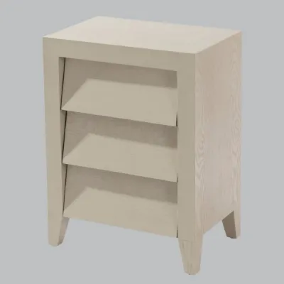 Ceramic Grey Painted Wood 3 Drawer Bedside Table
