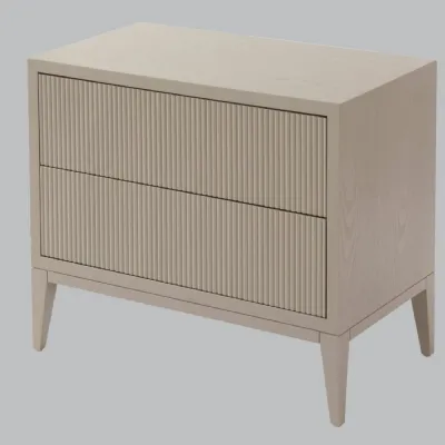 Ceramic Grey Wooden 2 Drawer Wide Bedside Cabinet
