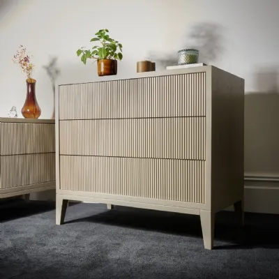 Ceramic Grey Wooden 3 Drawer Chest with Patterned Front