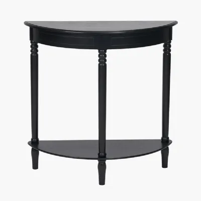 Heritage Black Pine Wood Half Moon Console Table
