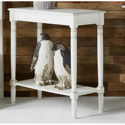 White Pine Wood Oblong Console Table with Shelf