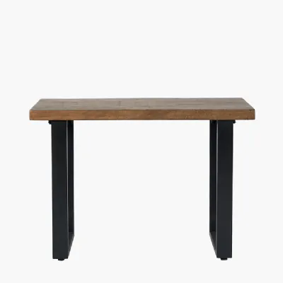 Natural Mango Wood Console Table Black Metal Legs