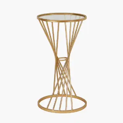 Glass and Gold Metal Small Table