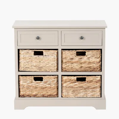 Devonshire Putty Pine Wood 2 Drawer 4 Basket Unit