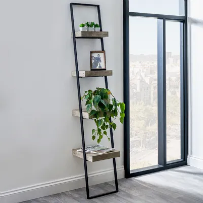 Tall Concrete Open Shelf Ladder Display Shelving Unit