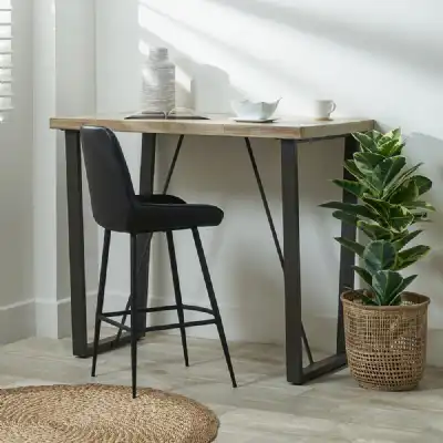 Wood Panelled Textured Wooden Rectangular Kitchen Bar Table