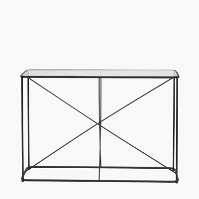 Roxy Glass and Black Metal Console Table