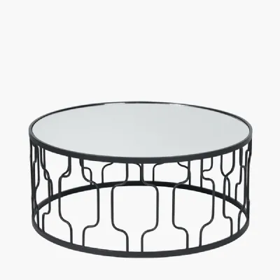 Caprisse Mirrored Glass and Graphite Metal Coffee Table