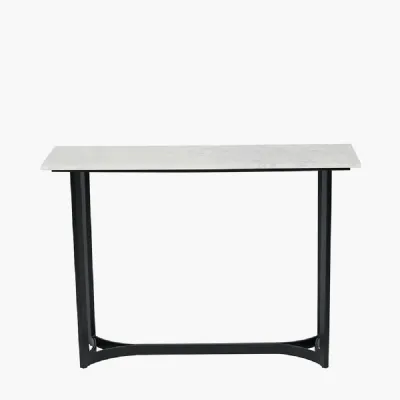 Hendrick White Marble and Black Metal Console Table