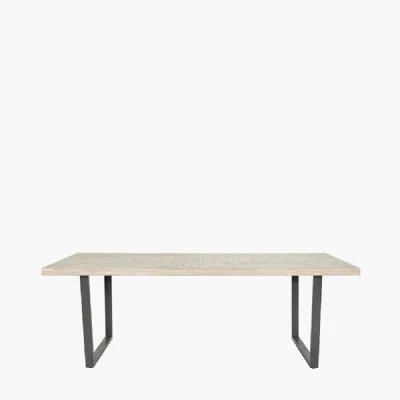 Marca Sand Wash Acacia Wood and Black Metal 8 Seater Dining Table