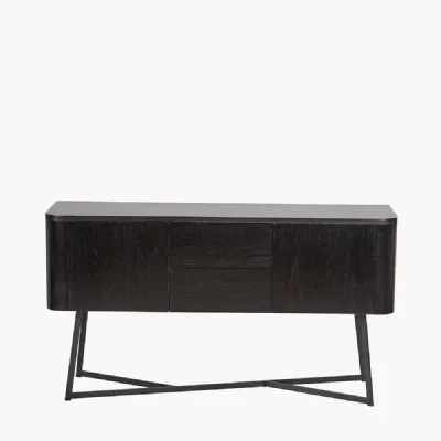 Ukiah Black Ash Veneer and Black Metal 2 Door 2 Drawer Sideboard