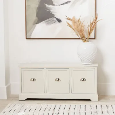 Linen Pine Wooden 3 Drawer Low Sideboard
