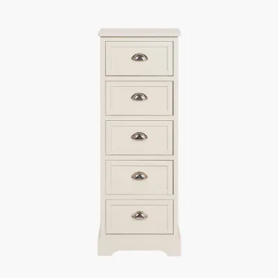 Croft Linen Pine Wood 5 Drawer Tall Unit