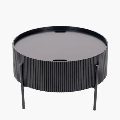 Henderson Black Wood and Black Metal Storage Coffee Table