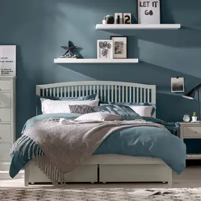 Grey Painted Slatted Arched Double Bed
