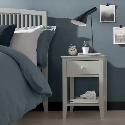 Grey Painted Bedside Table with 1 Drawer