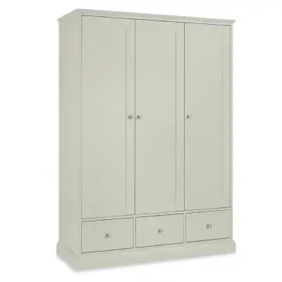 Grey Painted Large Triple 3 Door Wardrobe