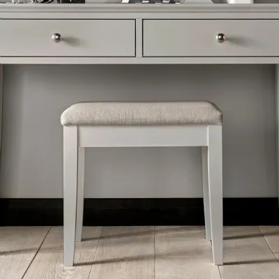 Grey Painted Dressing Table Stool with Grey Fabric Seat Pad